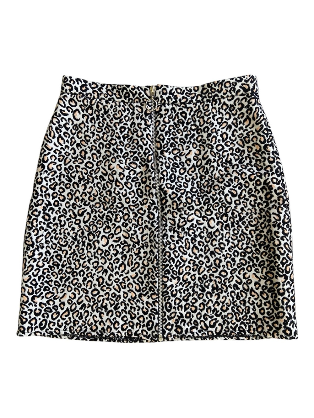 Leopard Print Zip-Front Mini Skirt
